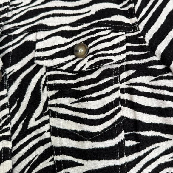 Tahari Women's Linen Zebra Print Cropped Button Up Jacket, Size M - Picture 5 of 8